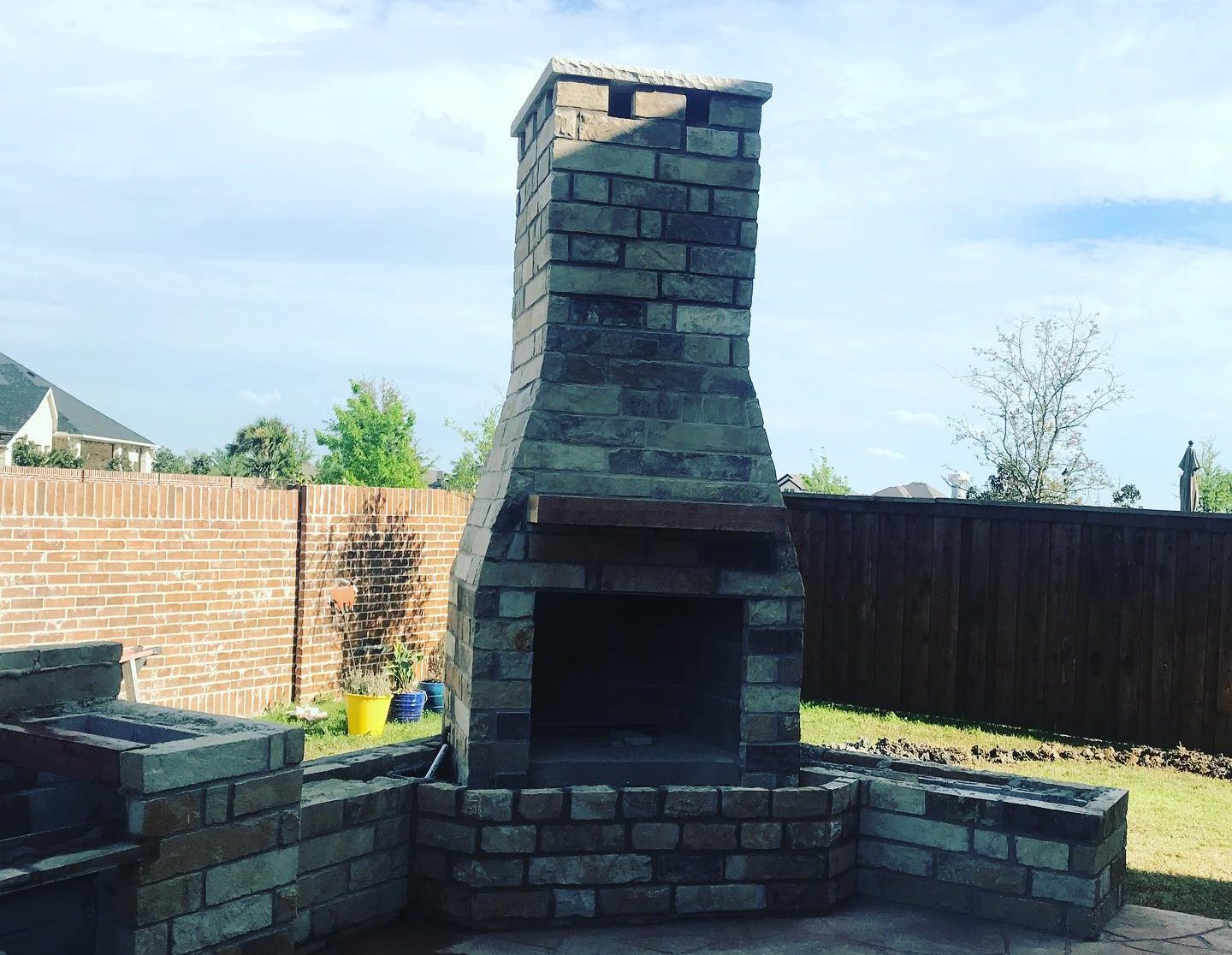 Custom built outdoor fireplace