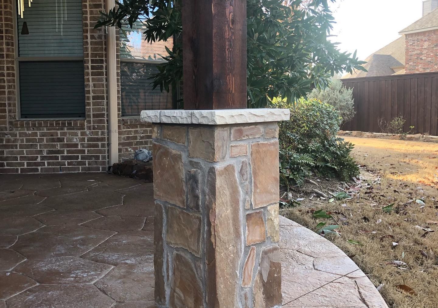 Custom stonework on a North Texas property